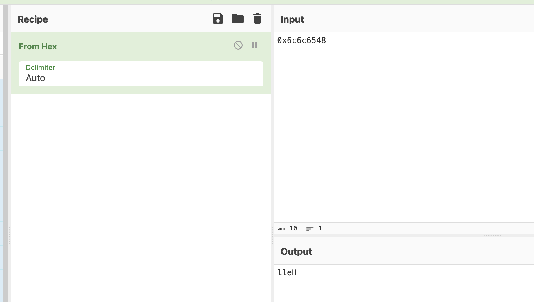 cyberchef with From hex