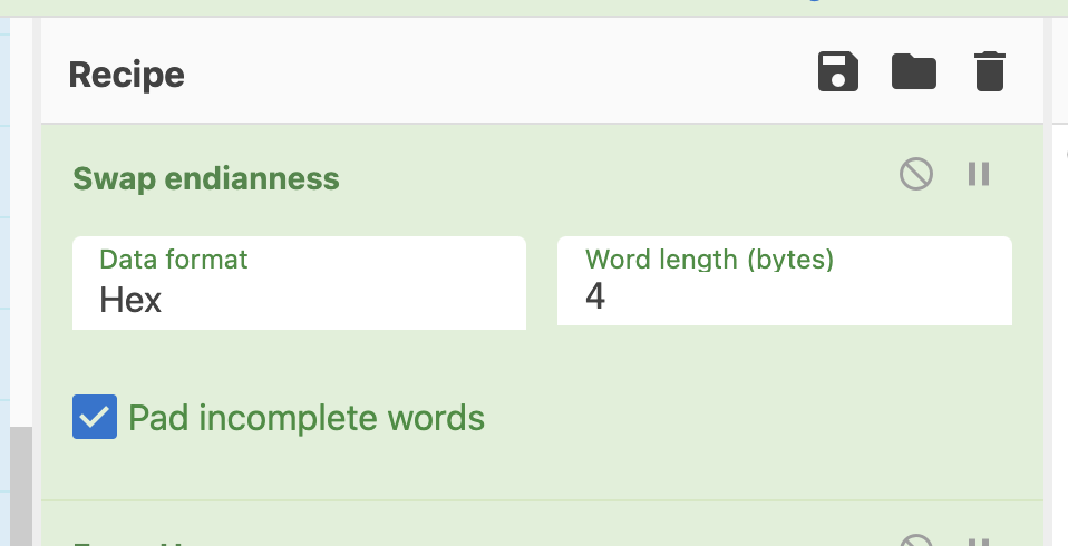 cyberchef with Swap endian