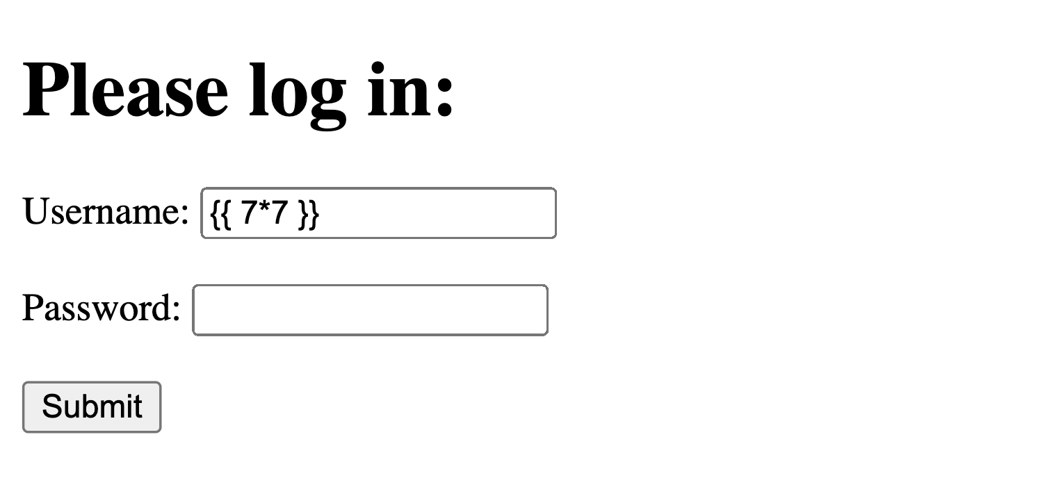 Login page with SSTI