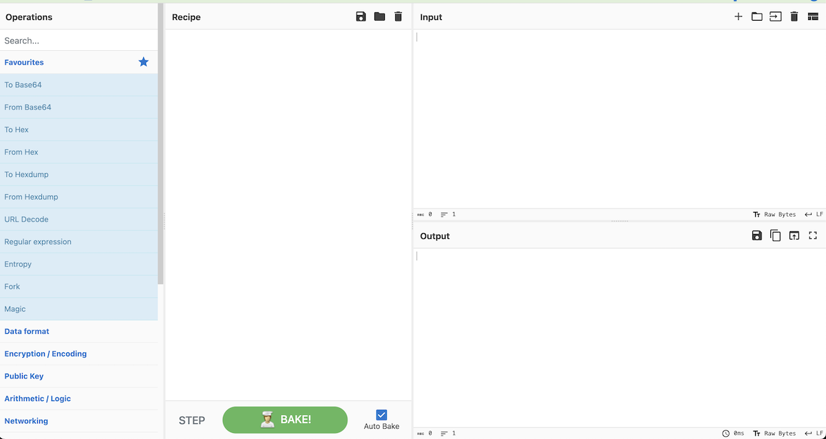 Starting image of Cyberchef