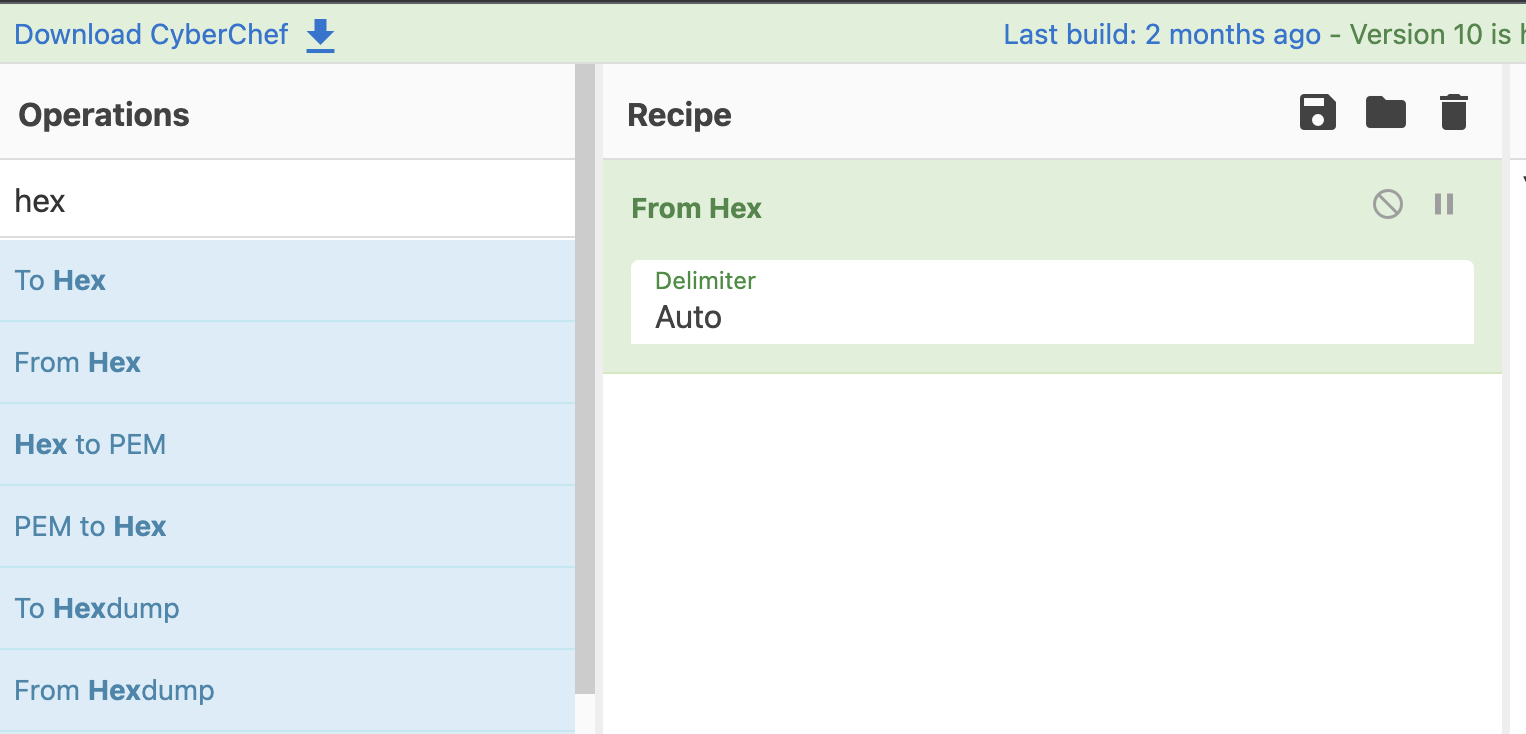 recipe section of cyberchef